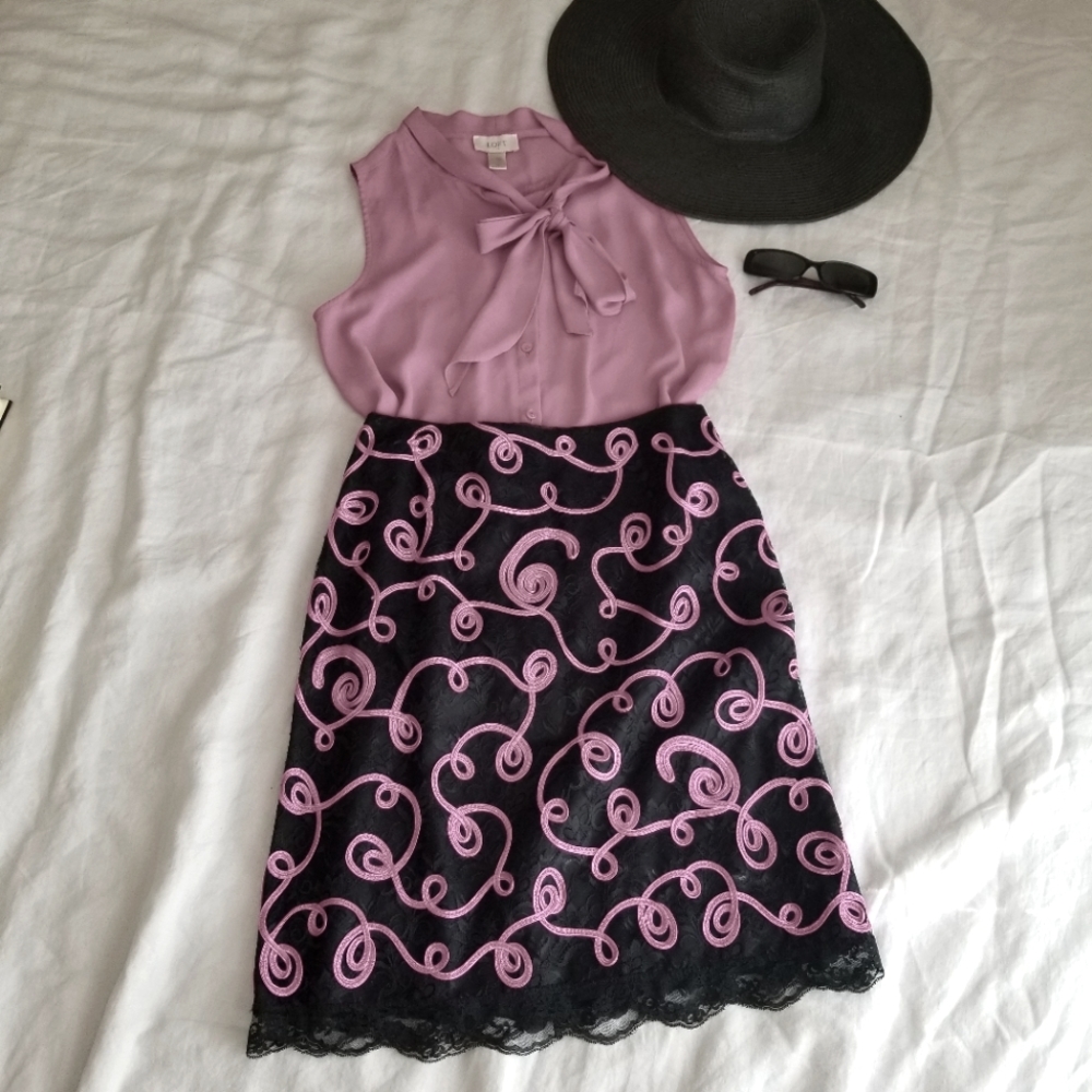 Loft Dusty Mauve Bow Sleeveless Button Up Dress Top